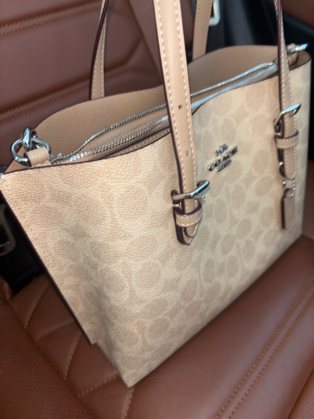Coach Mollie 25 Tote in Signature Sand Canvas - Picture 13 of 15